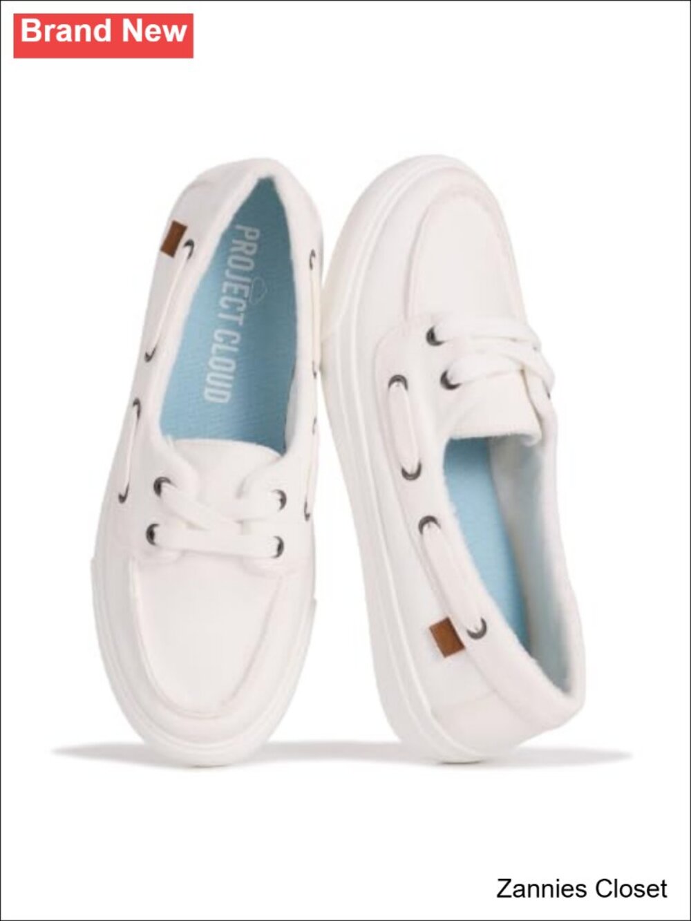 โจ Project Cloud Canvas Sneakers Women Memory Foam Slip On Boat Shoes